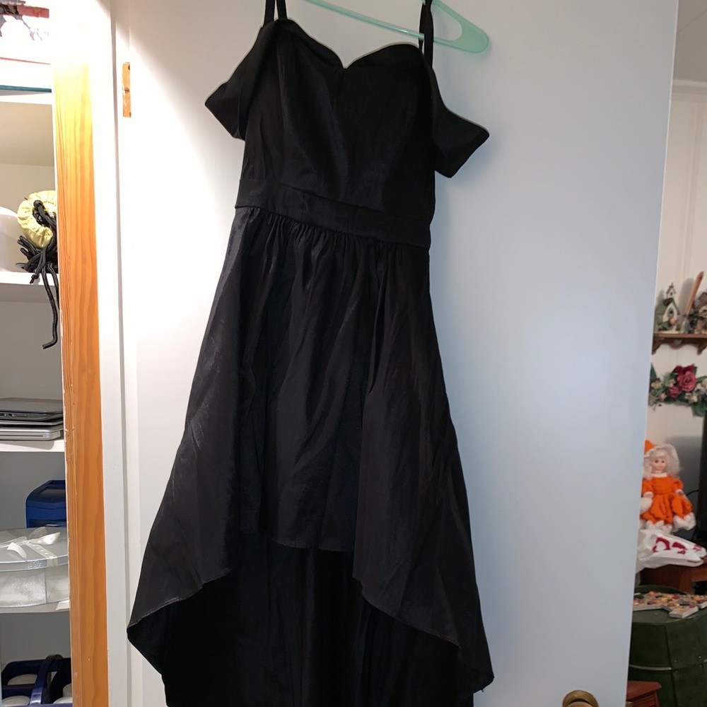 Black high low prom homecoming dress off shoulder